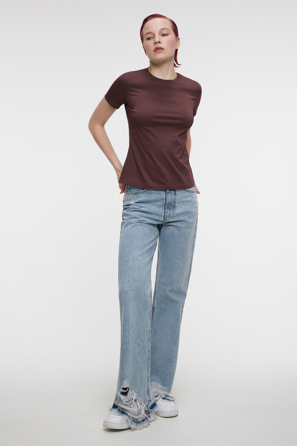 Футболка slim хлопковая облегающая - цвет бежевый - 4