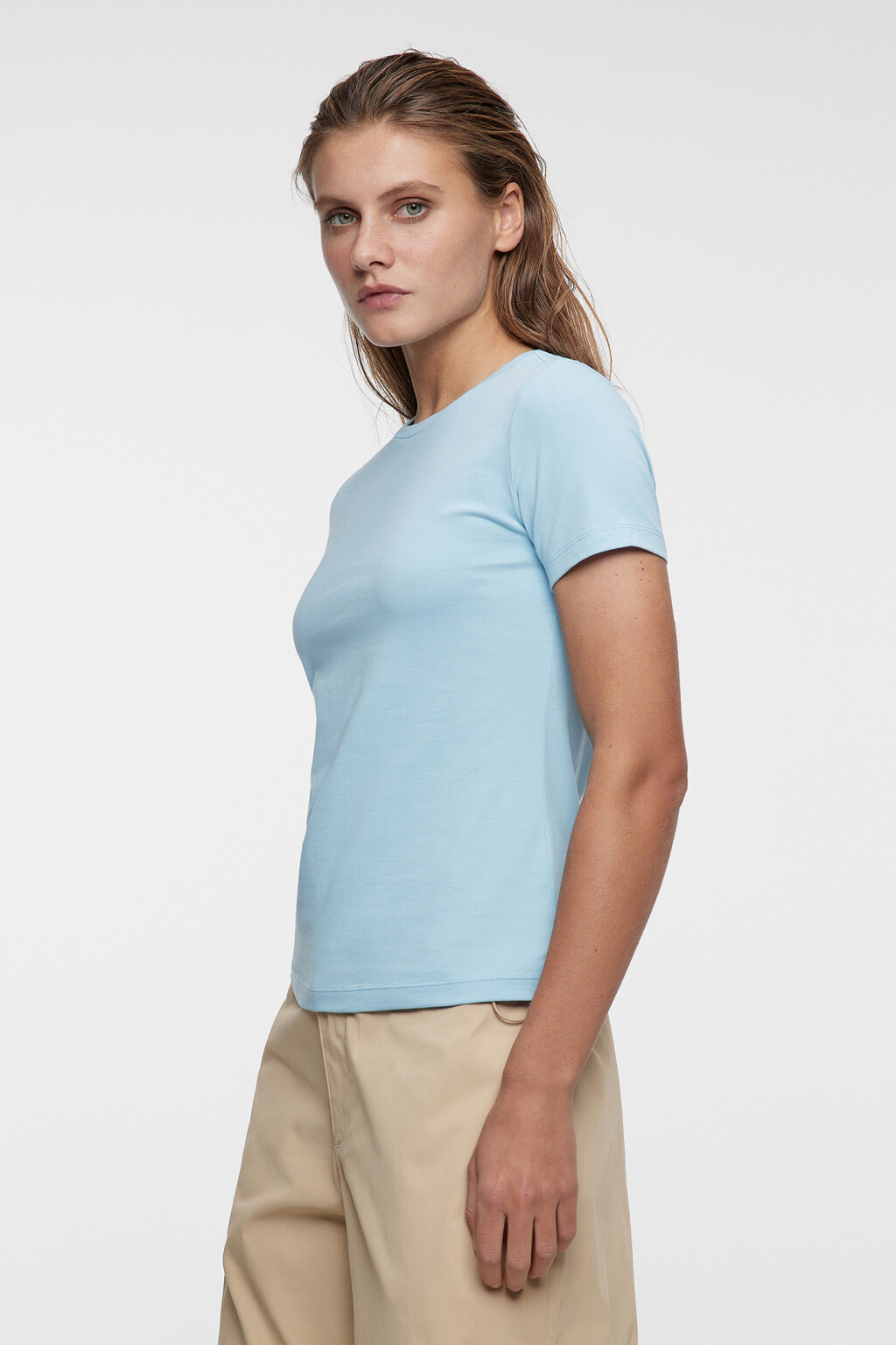 Футболка slim хлопковая облегающая - цвет голубой - 4