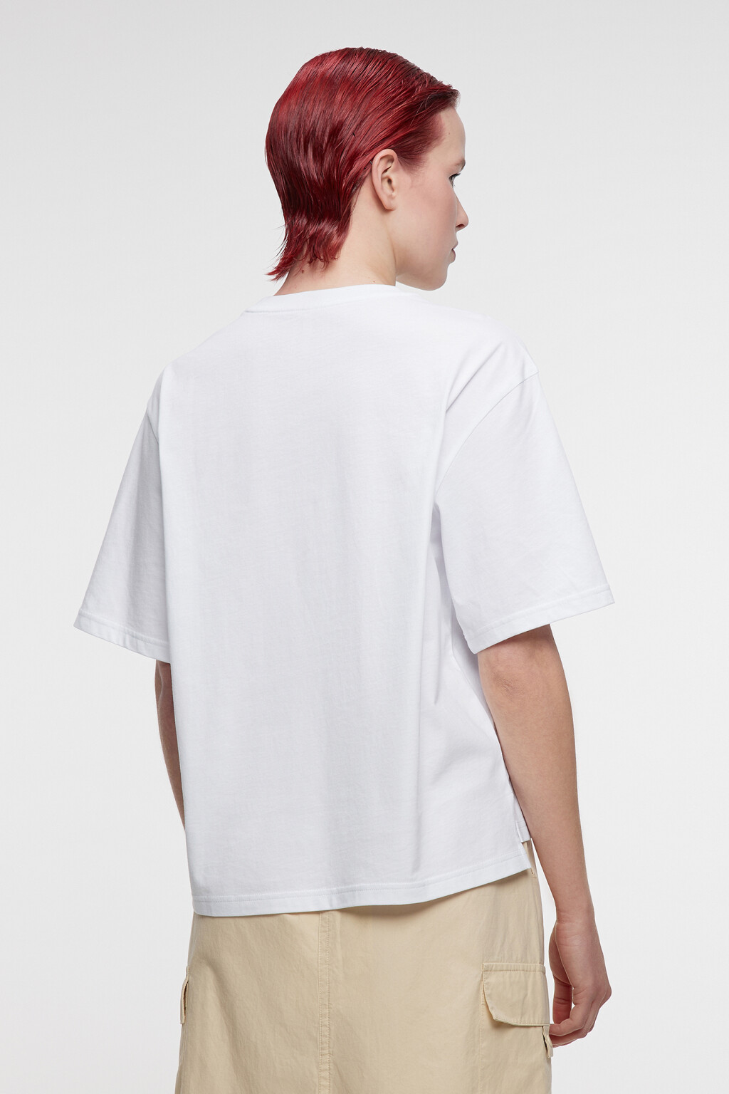Футболка oversize хлопковая однотонная - цвет белый - 3