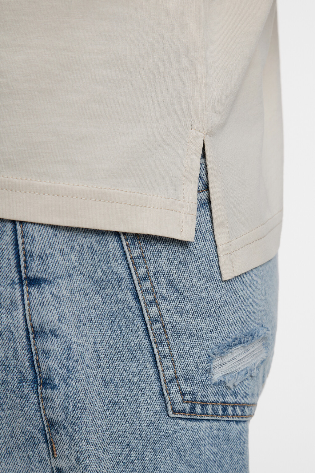 Футболка oversize хлопковая однотонная - цвет бежевый - 7