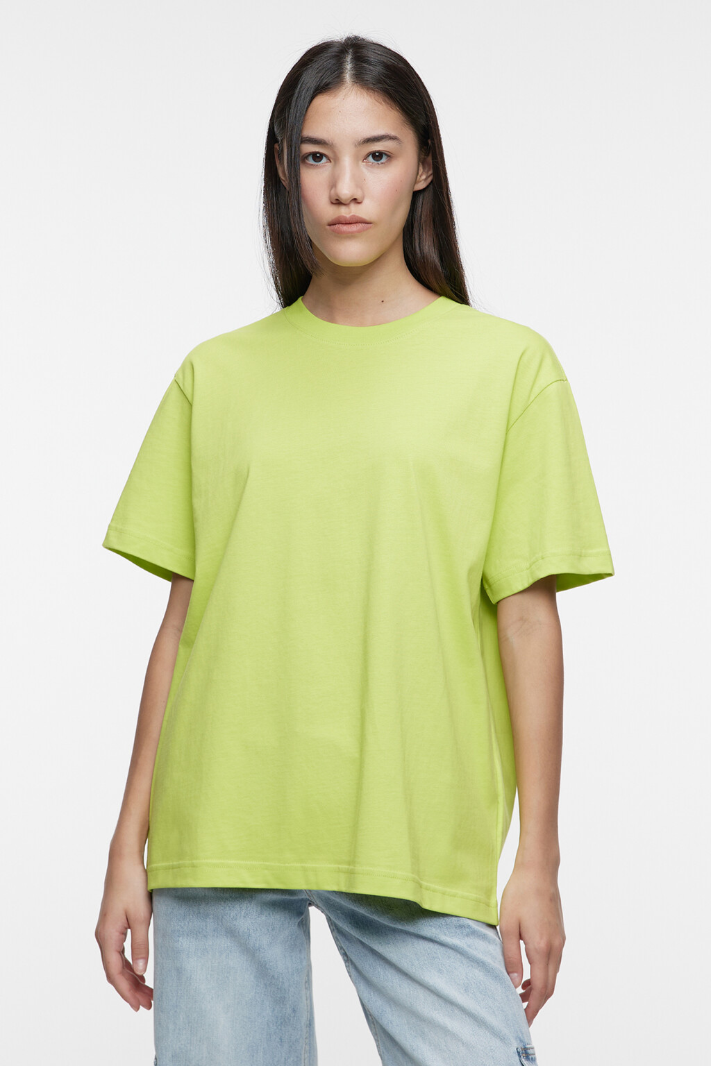 Футболка oversize хлопковая однотонная - цвет зеленый - 2