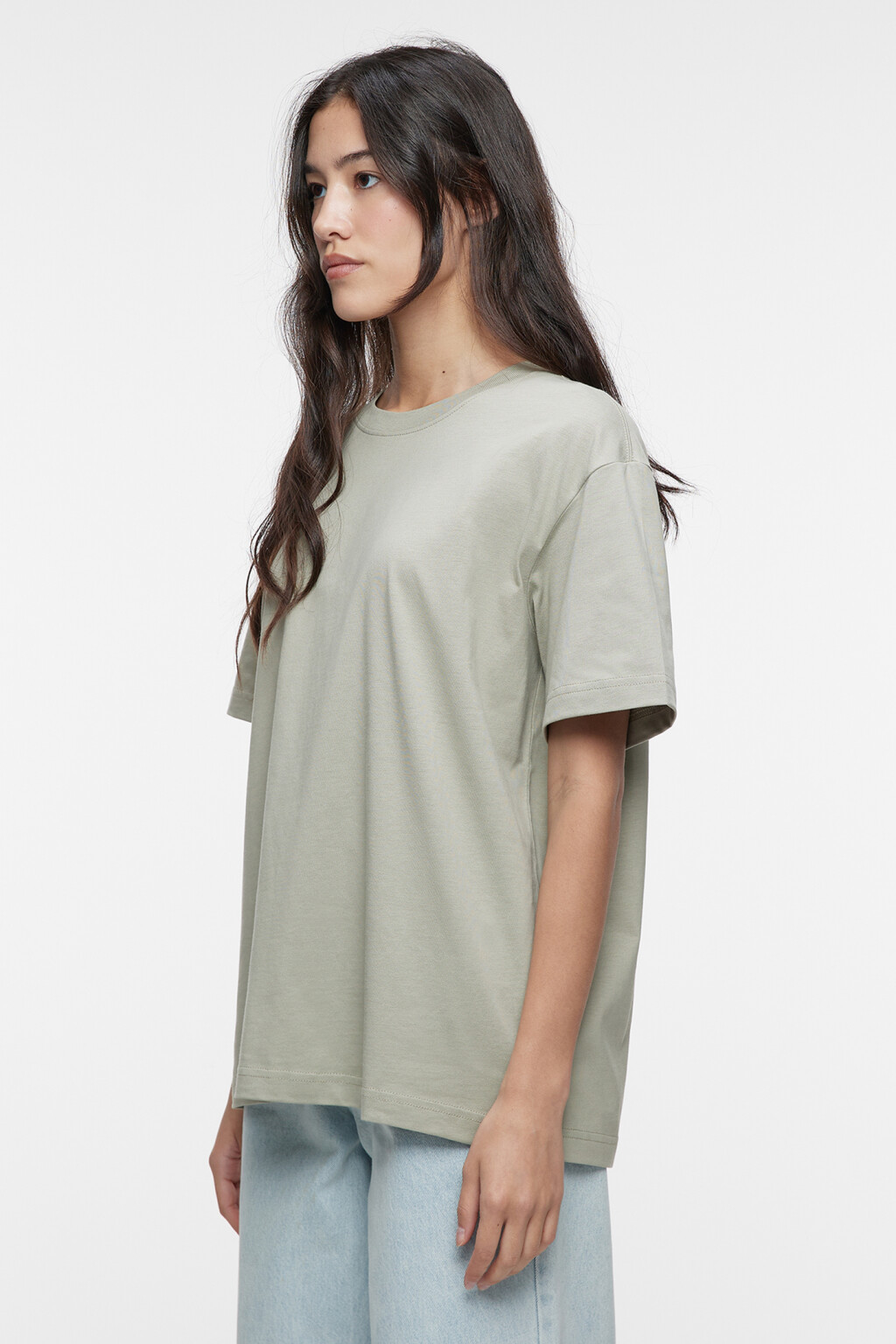 Футболка oversize хлопковая однотонная - цвет зеленый - 3