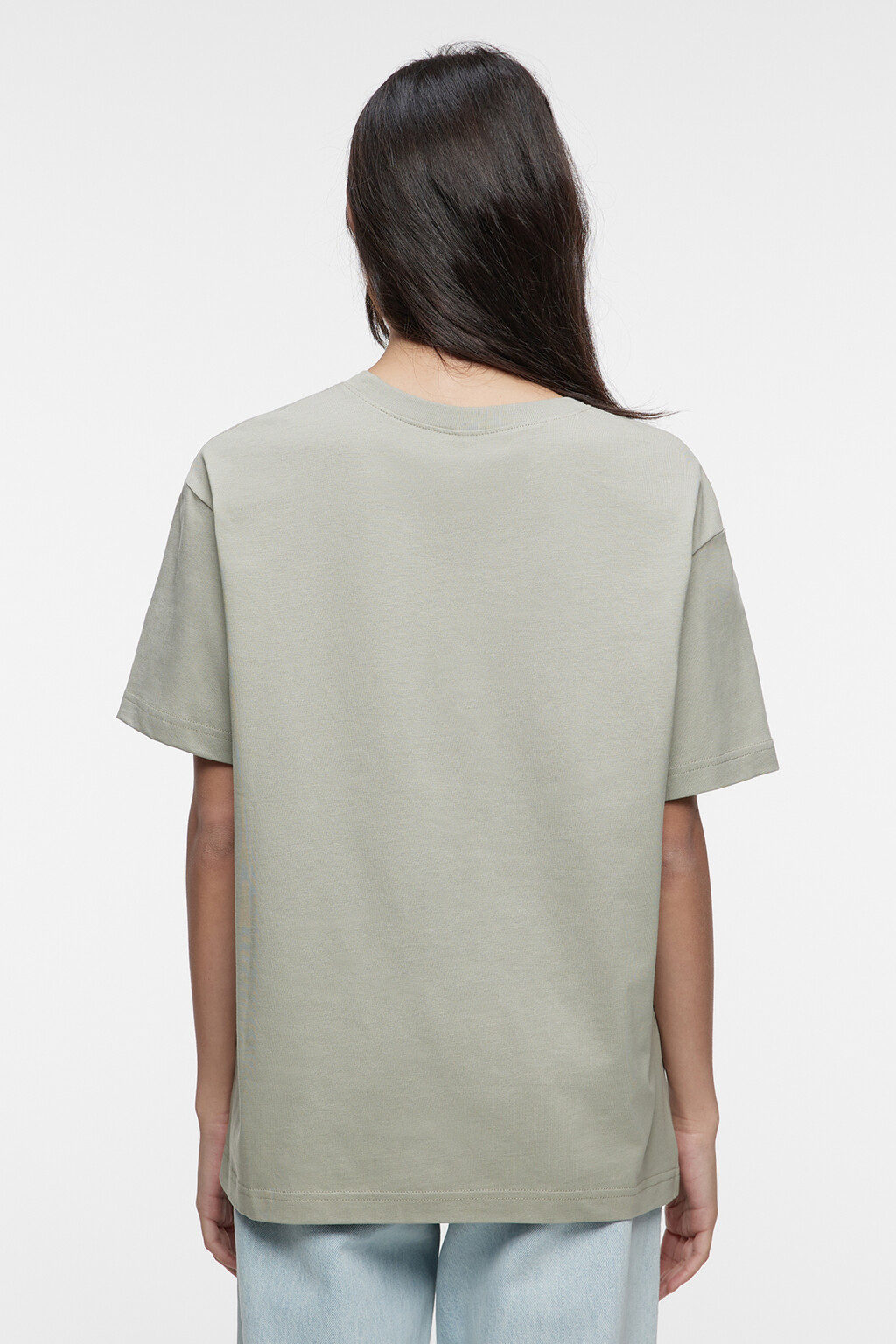 Футболка oversize хлопковая однотонная - цвет зеленый - 4
