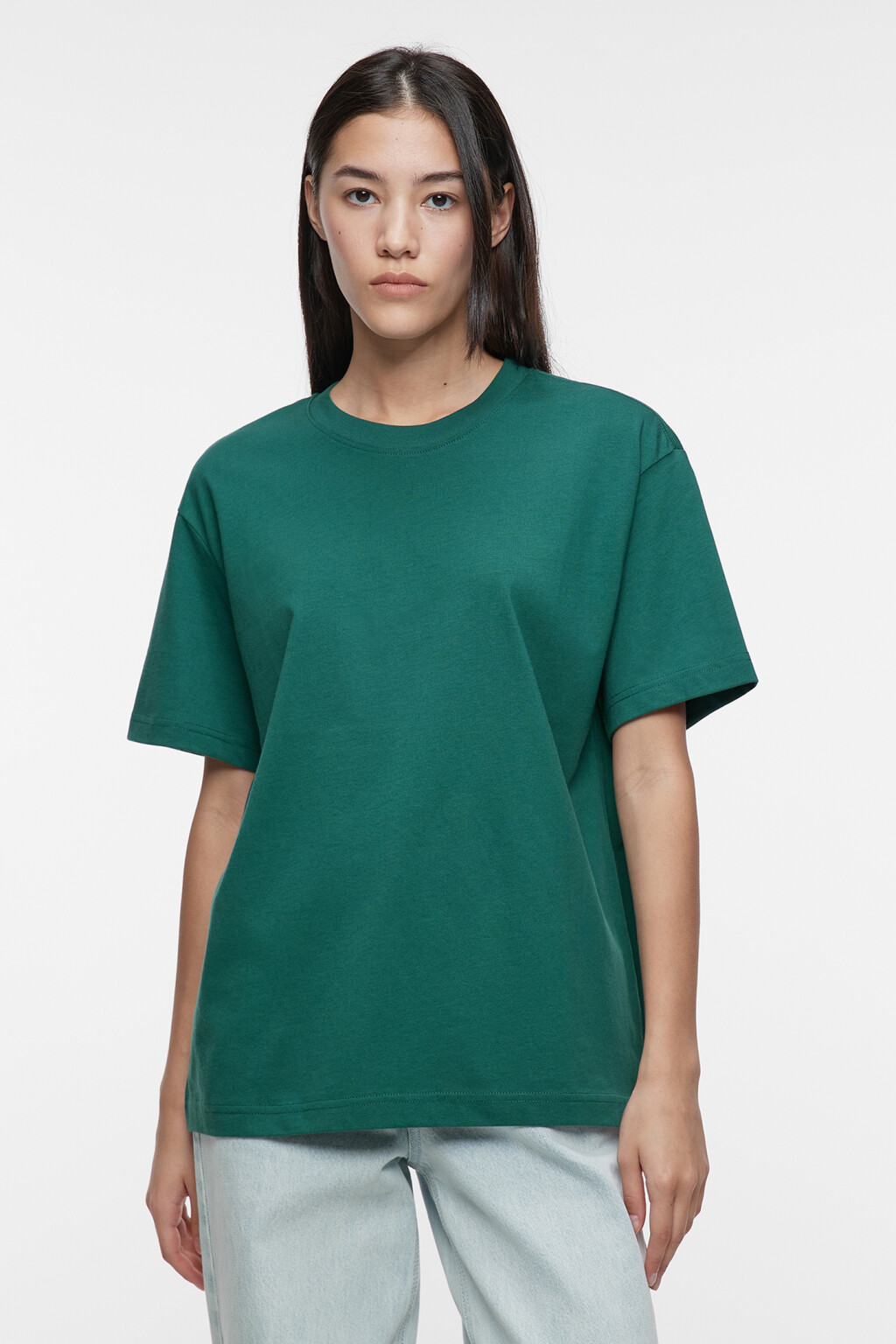 Футболка oversize хлопковая однотонная - цвет зеленый - 1