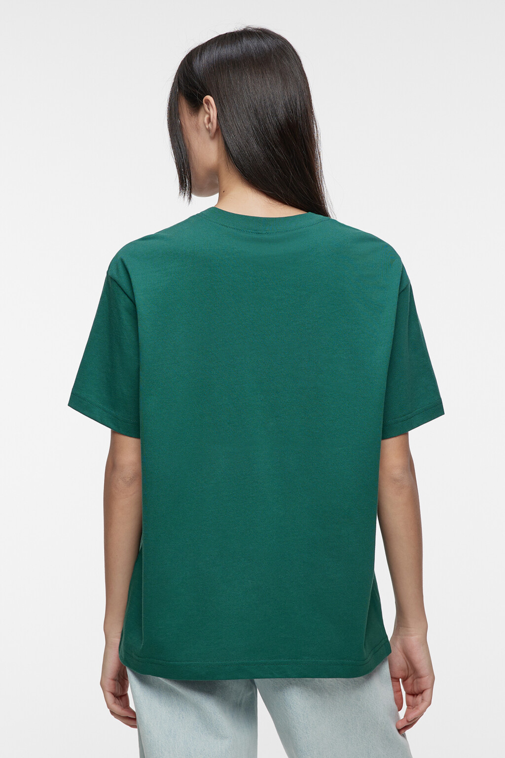 Футболка oversize хлопковая однотонная - цвет зеленый - 3