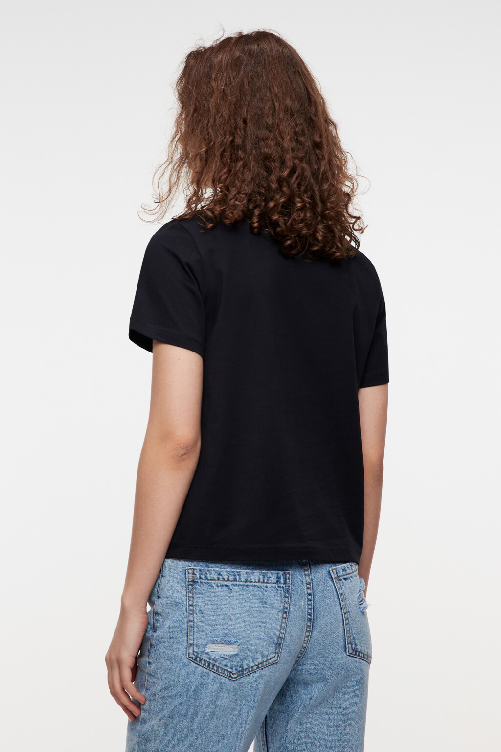 Футболка хлопковая прямая с принтом - цвет черный - 3