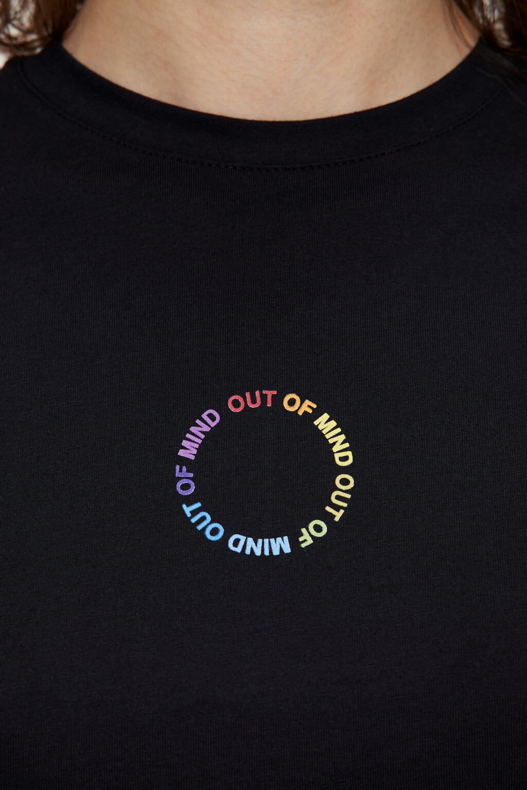 Футболка хлопковая прямая с принтом - цвет черный - 5