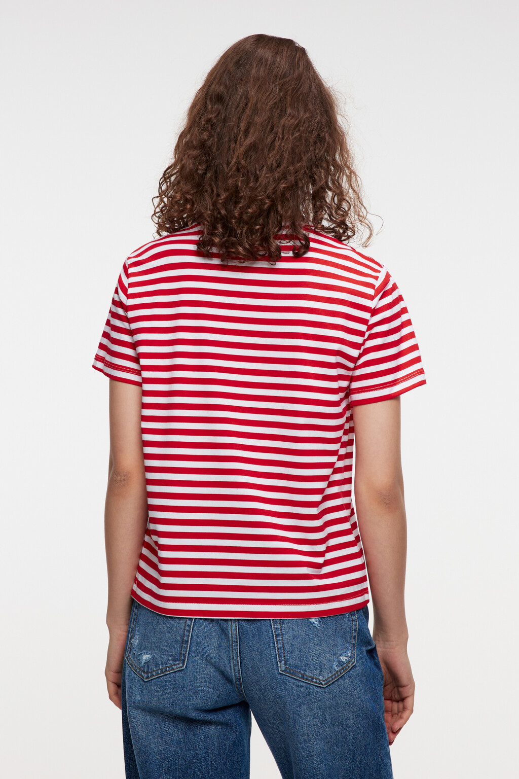 Футболка хлопковая прямая с принтом - цвет красный - 3