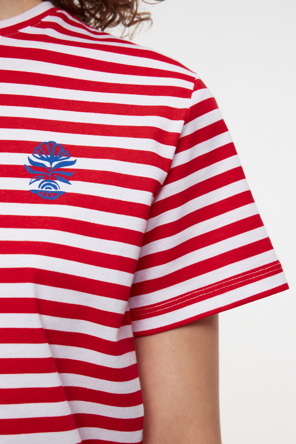 Футболка хлопковая прямая с принтом - цвет красный - 6