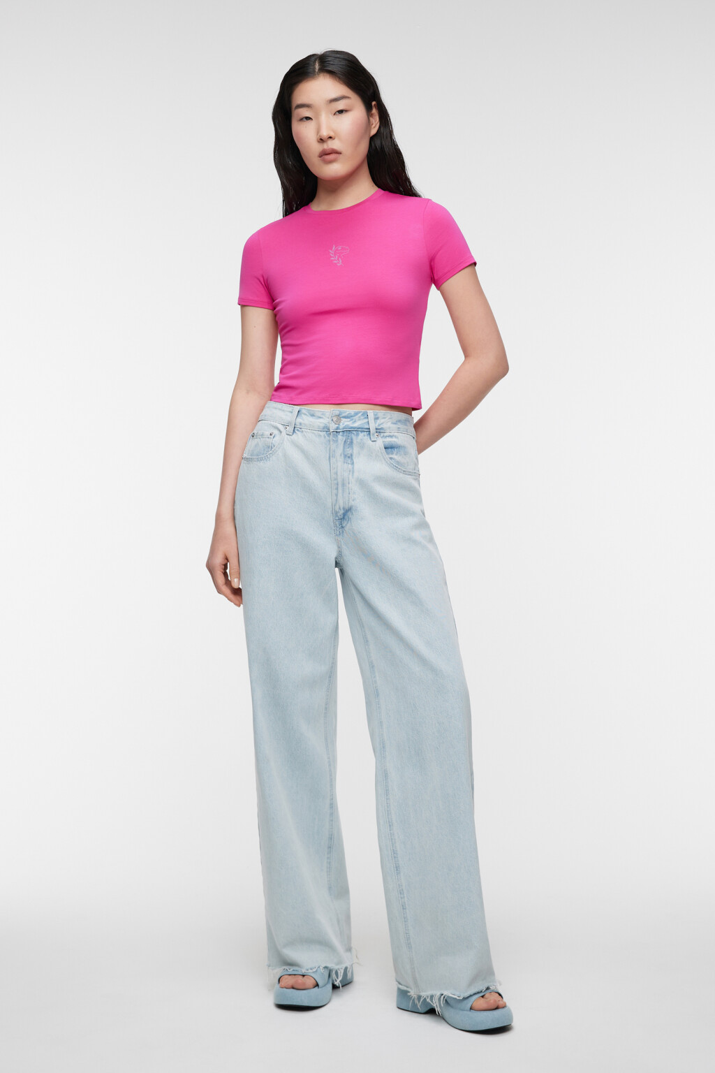 Футболка slim хлопковая облегающая с принтом - цвет розовый - 4