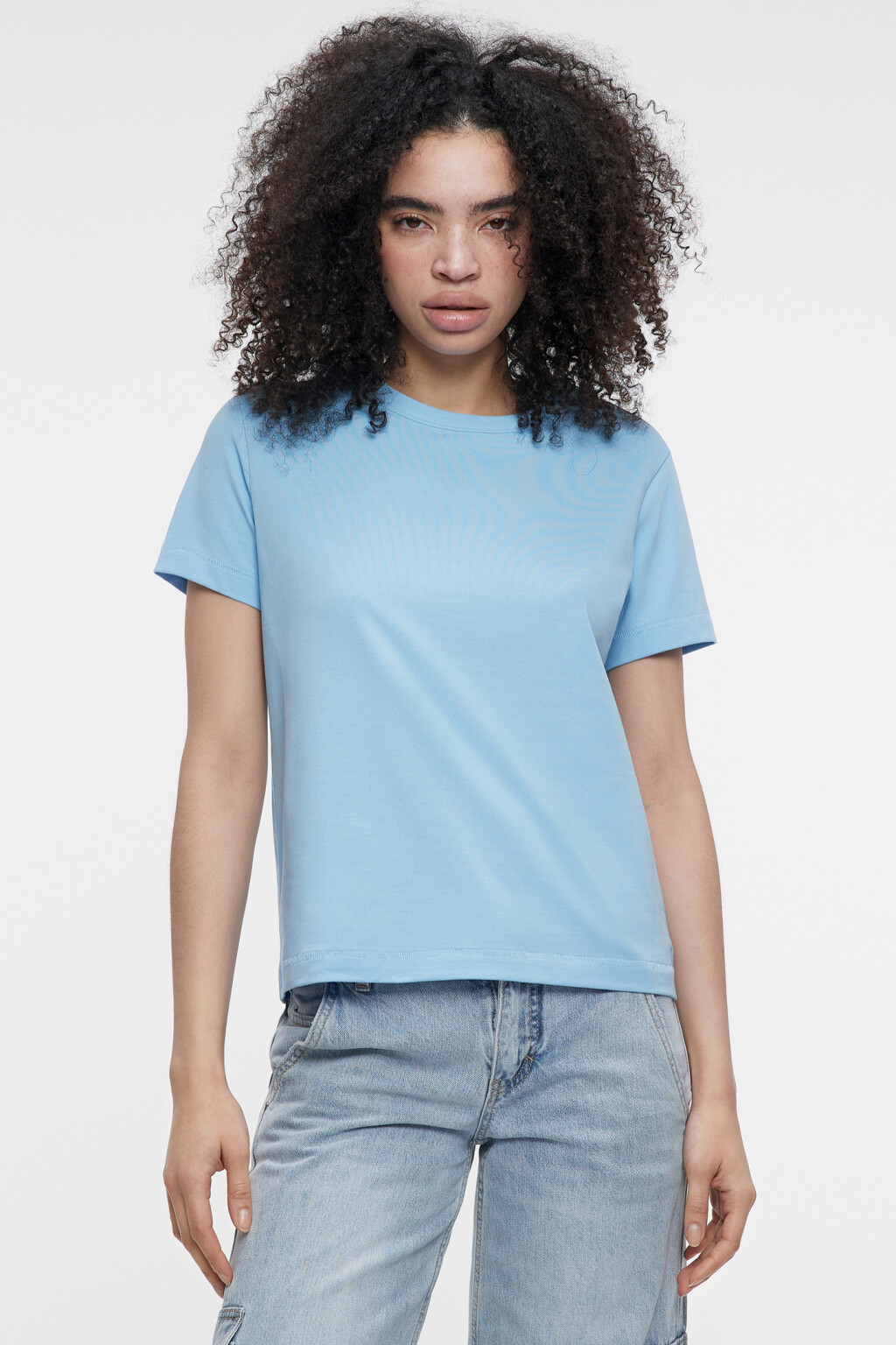 Футболка slim хлопковая однотонная - цвет голубой - 1