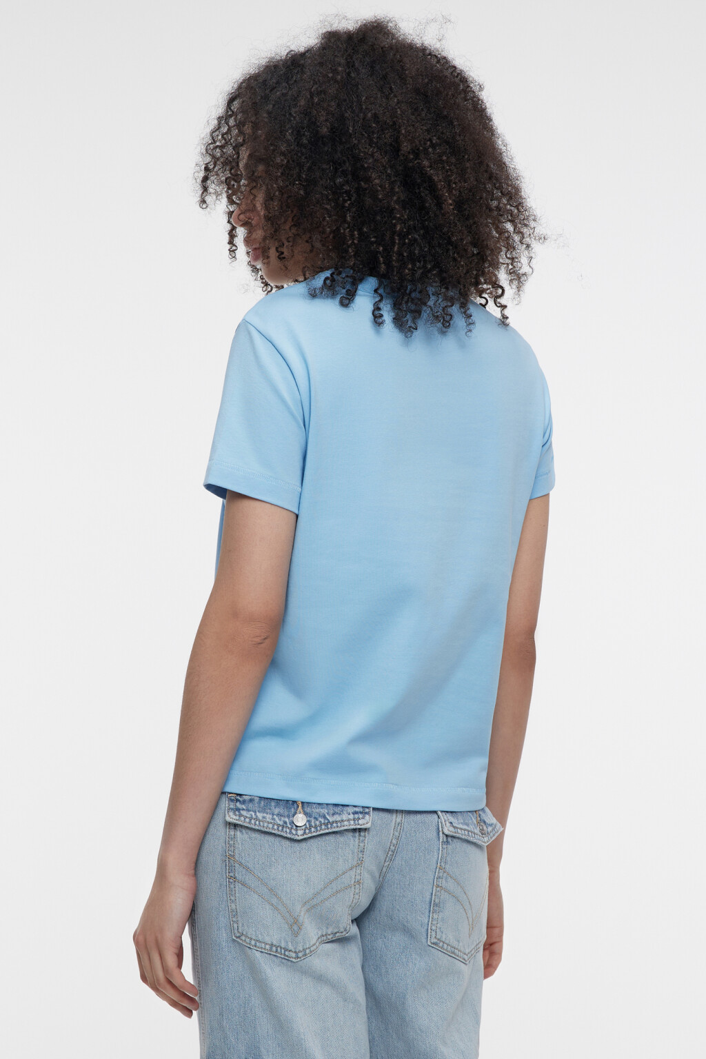 Футболка slim хлопковая однотонная - цвет голубой - 3