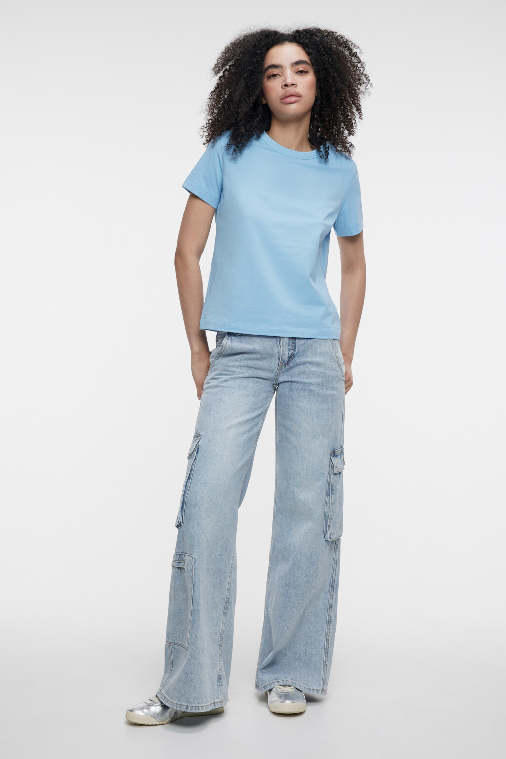 Футболка slim хлопковая однотонная - цвет голубой - 4