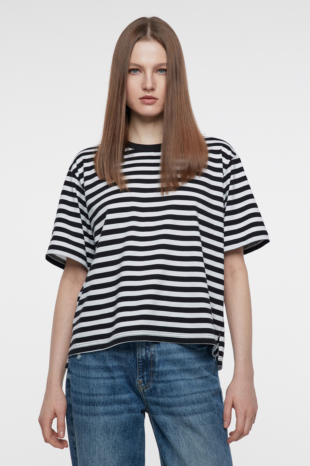 Футболка oversize хлопковая в полоску - цвет черный - 2
