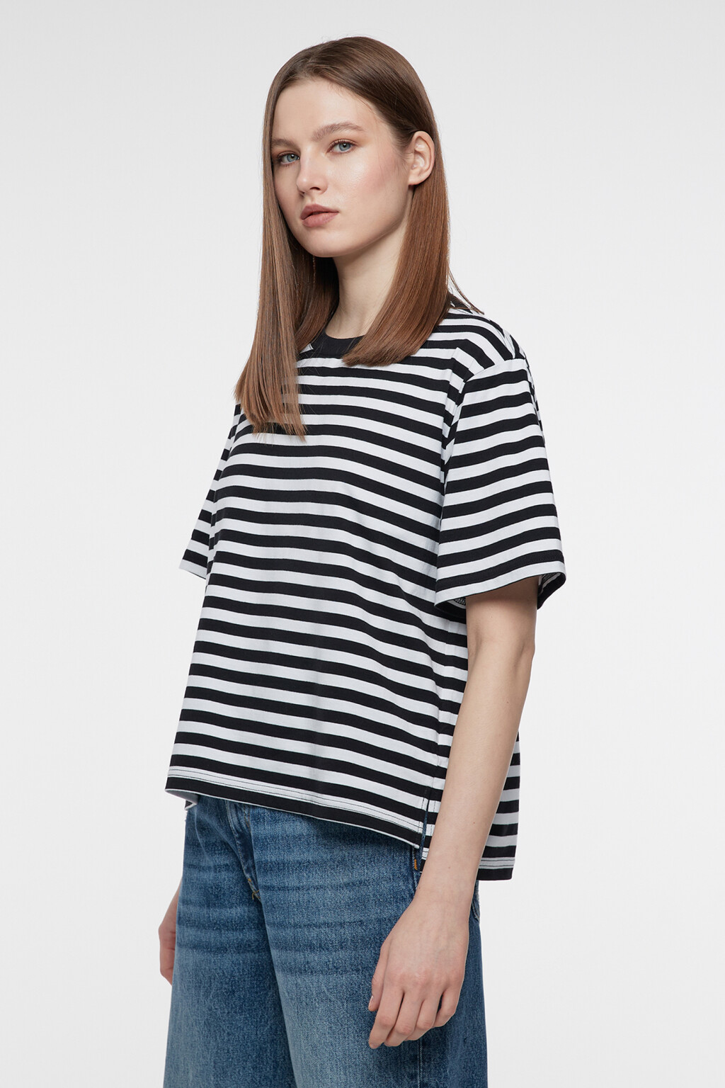 Футболка oversize хлопковая в полоску - цвет черный - 3