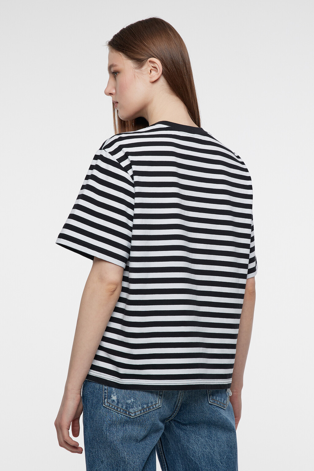 Футболка oversize хлопковая в полоску - цвет черный - 4