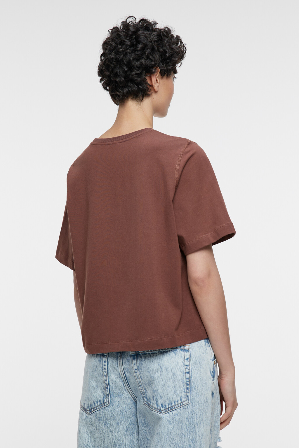 Футболка oversize укороченная хлопковая - цвет коричневый - 3