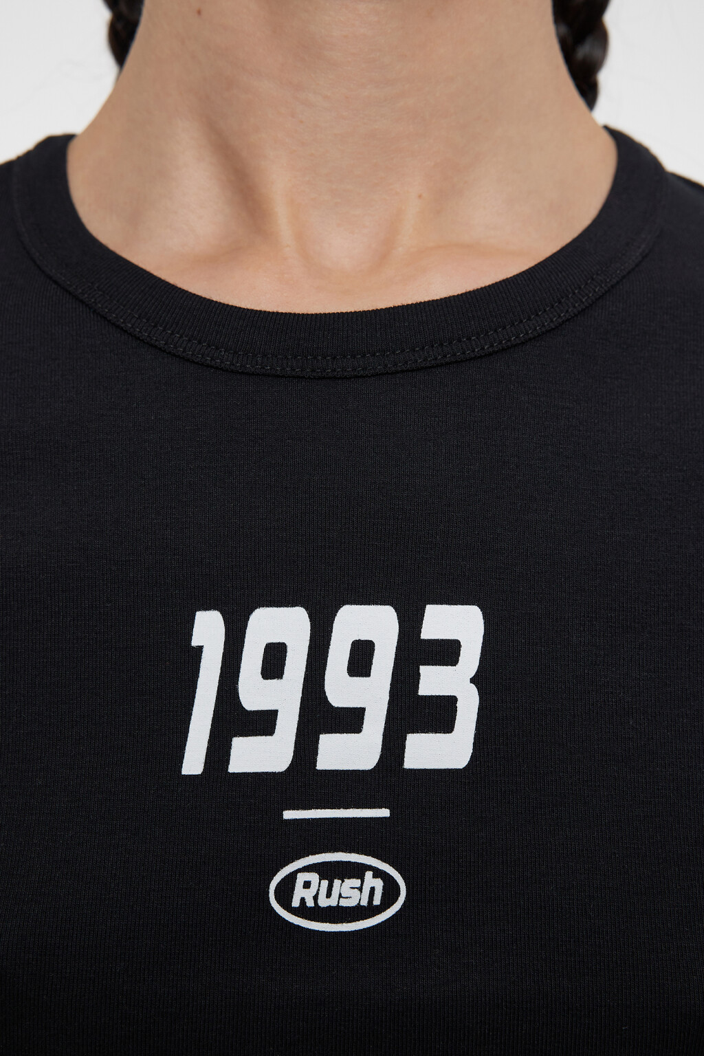 Футболка-топ хлопковая укороченная с принтом - цвет черный - 5