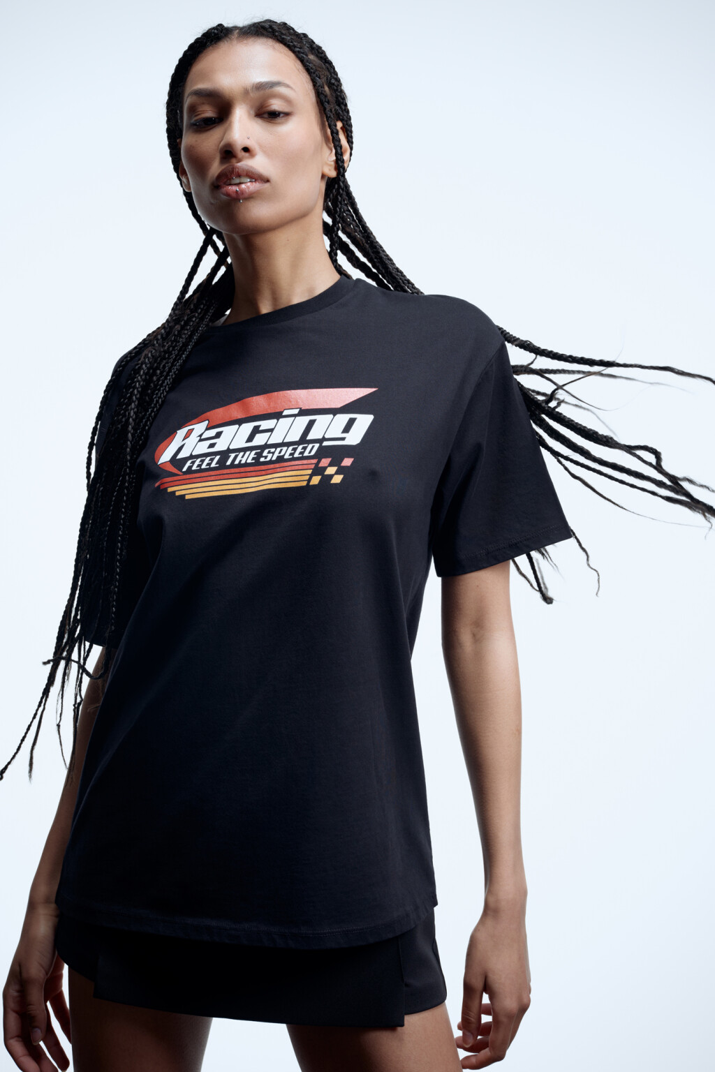 Футболка oversize хлопковая с принтом в гоночном стиле - цвет черный - 10