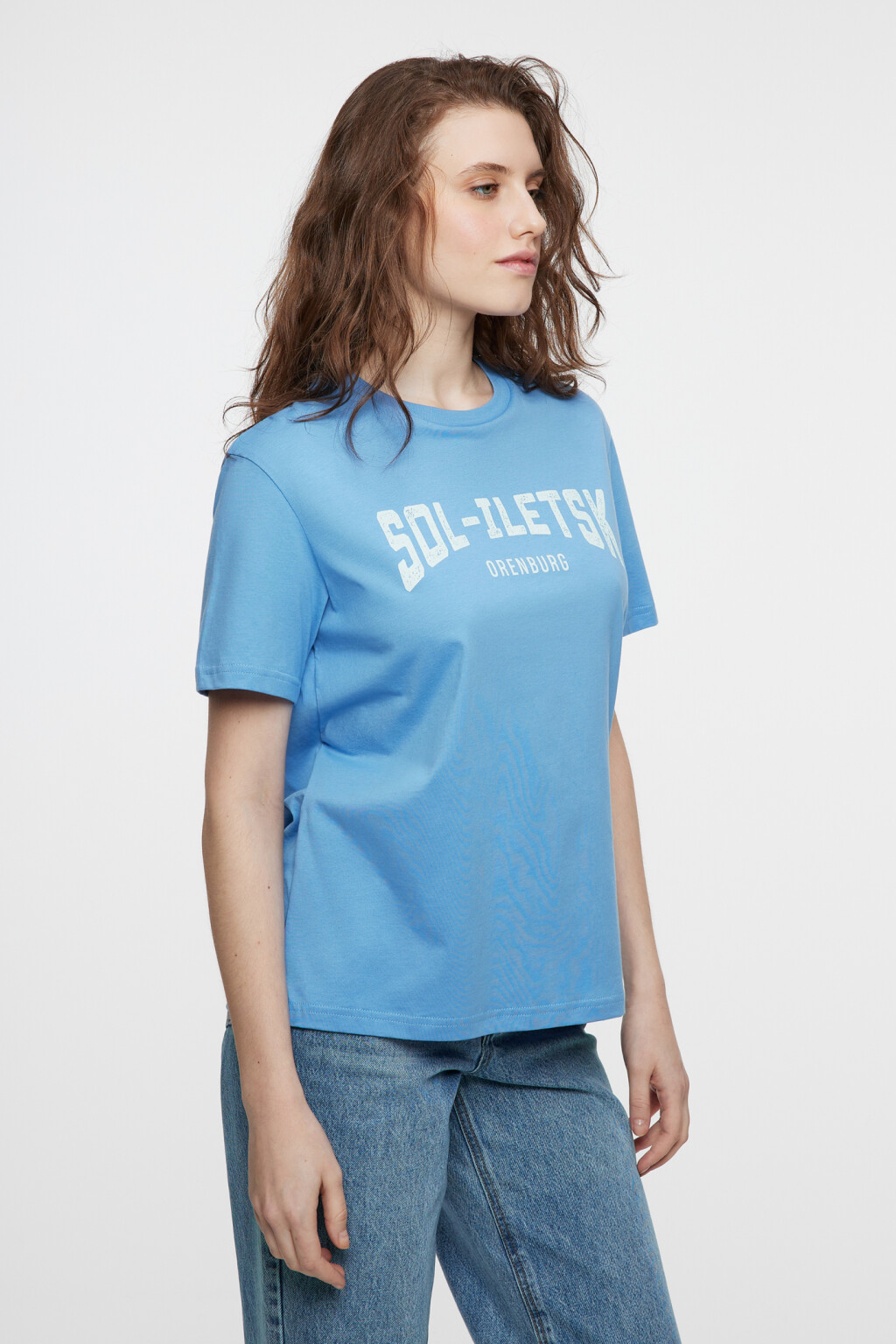 Футболка прямая хлопковая с названиями городов - цвет голубой - 3