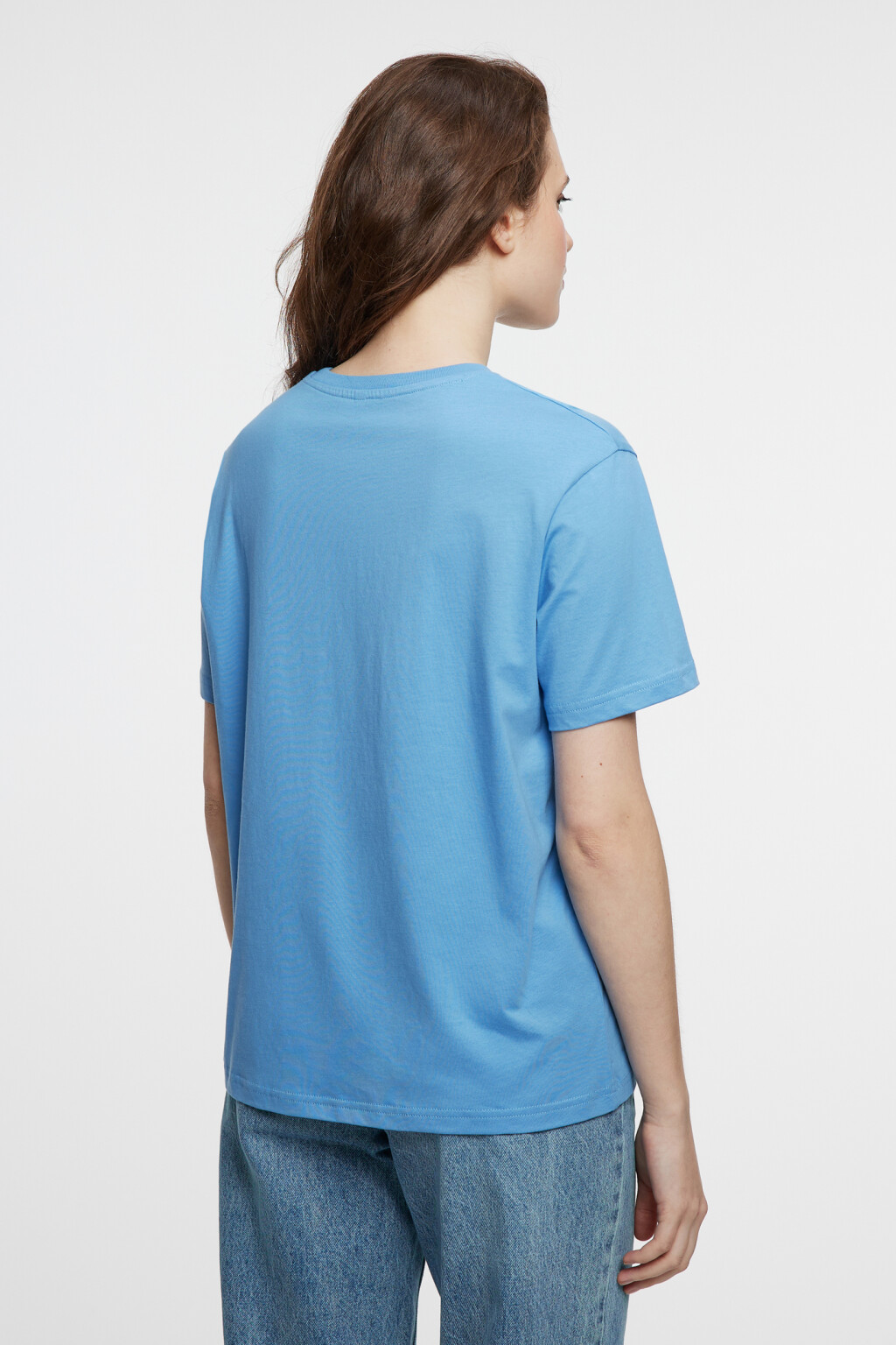 Футболка прямая хлопковая с названиями городов - цвет голубой - 4