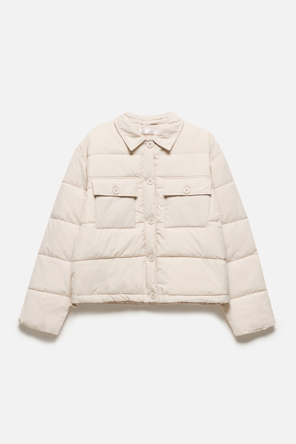 Куртка-рубашка стеганая с накладными карманами - цвет бежевый - 9