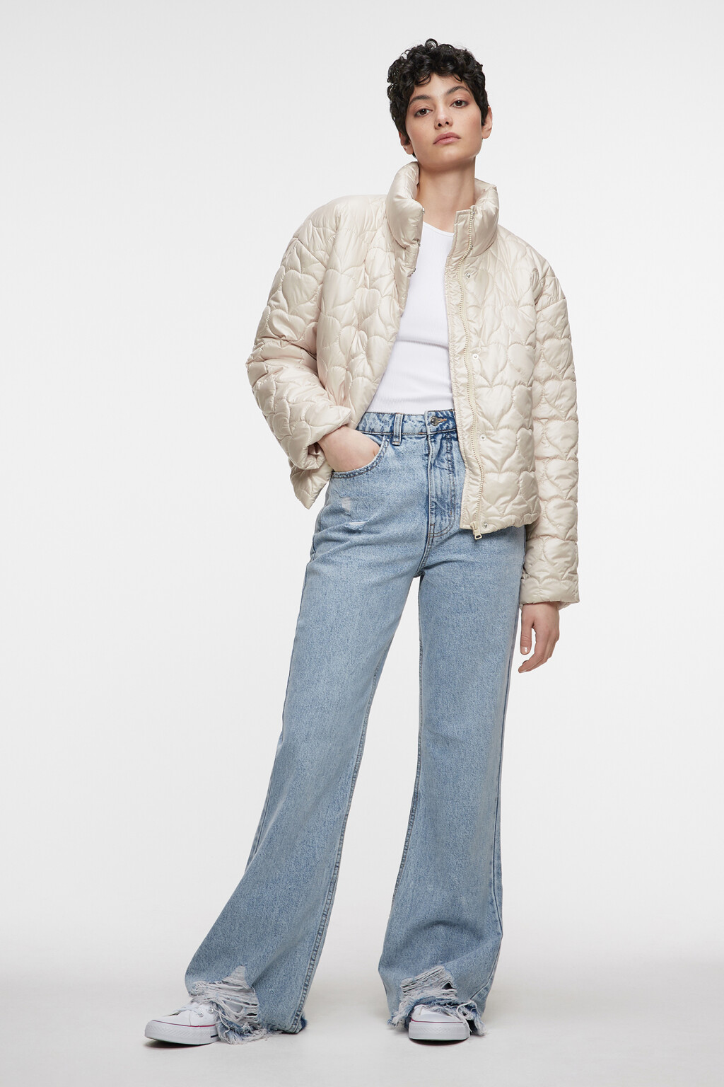 Куртка стеганая укороченная в сердечко - цвет бежевый - 7