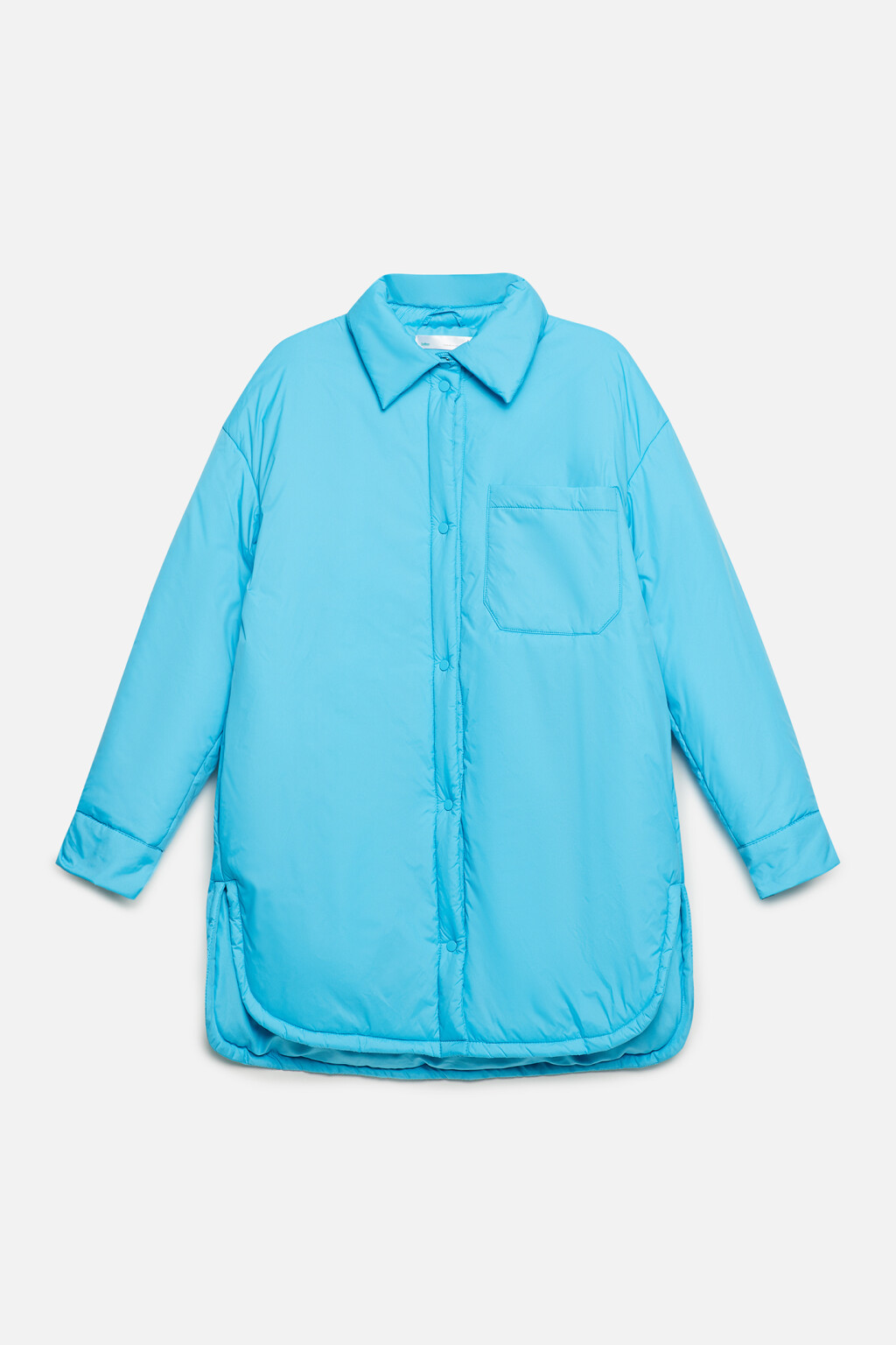 Куртка-рубашка oversize утепленная с нагрудным карманом - цвет голубой - 8