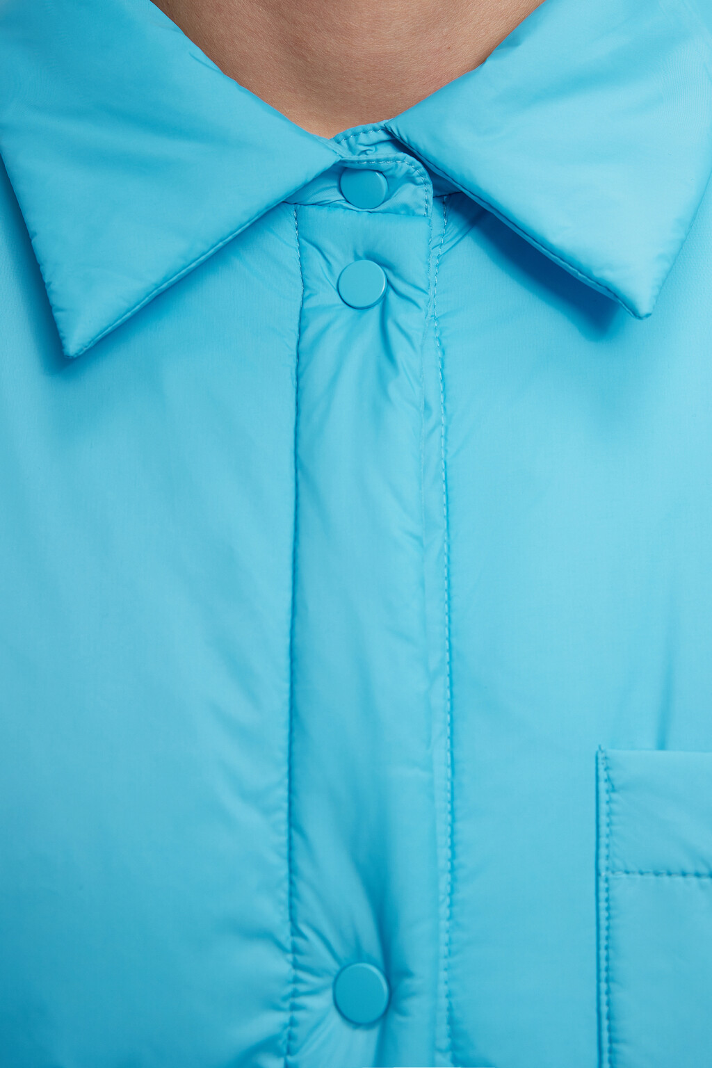 Куртка-рубашка oversize утепленная с нагрудным карманом - цвет голубой - 5