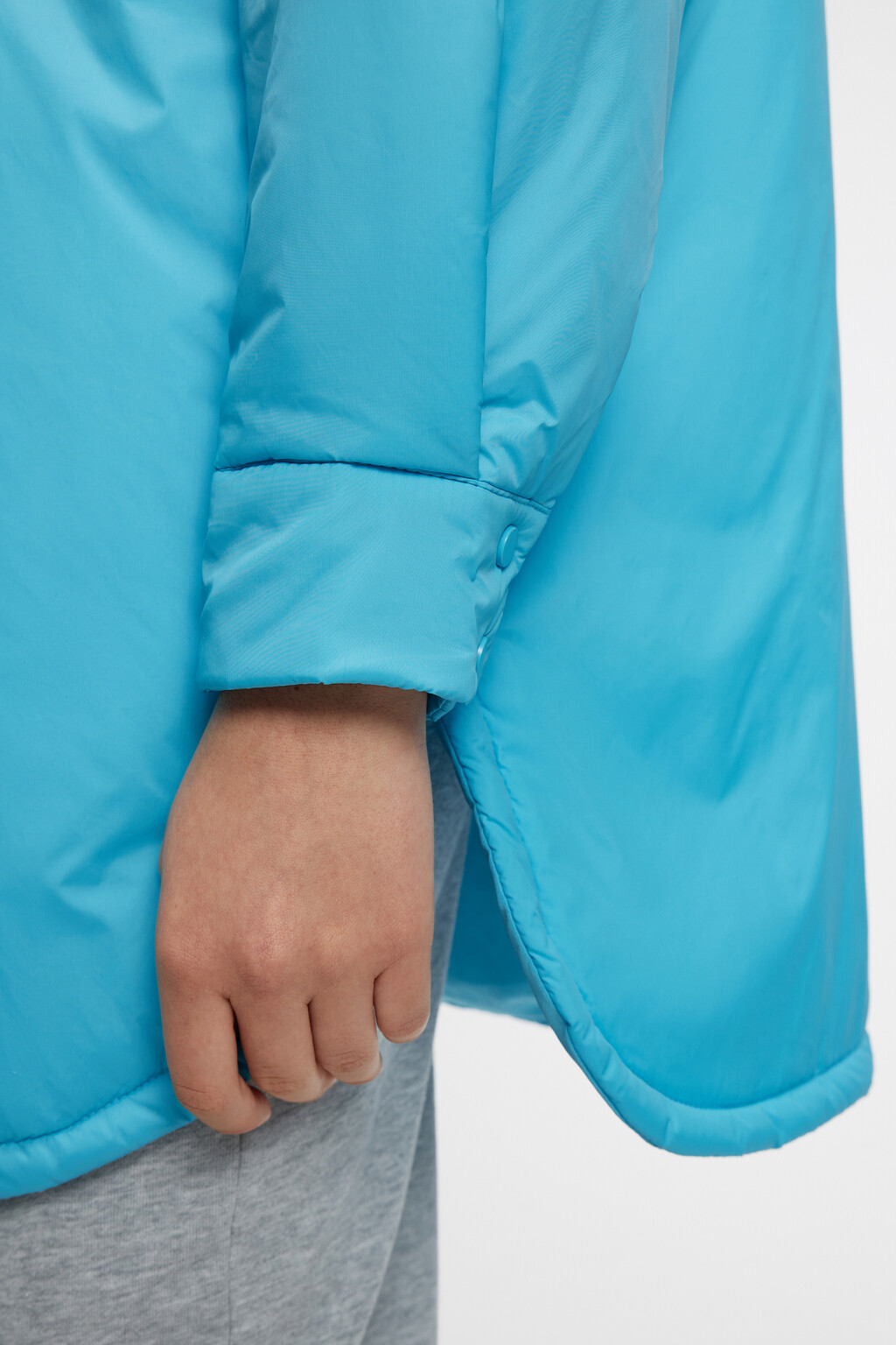 Куртка-рубашка oversize утепленная с нагрудным карманом - цвет голубой - 6