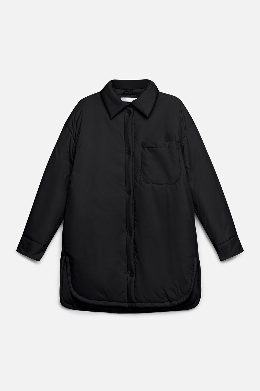 Куртка-рубашка oversize утепленная с нагрудным карманом - цвет черный - 8