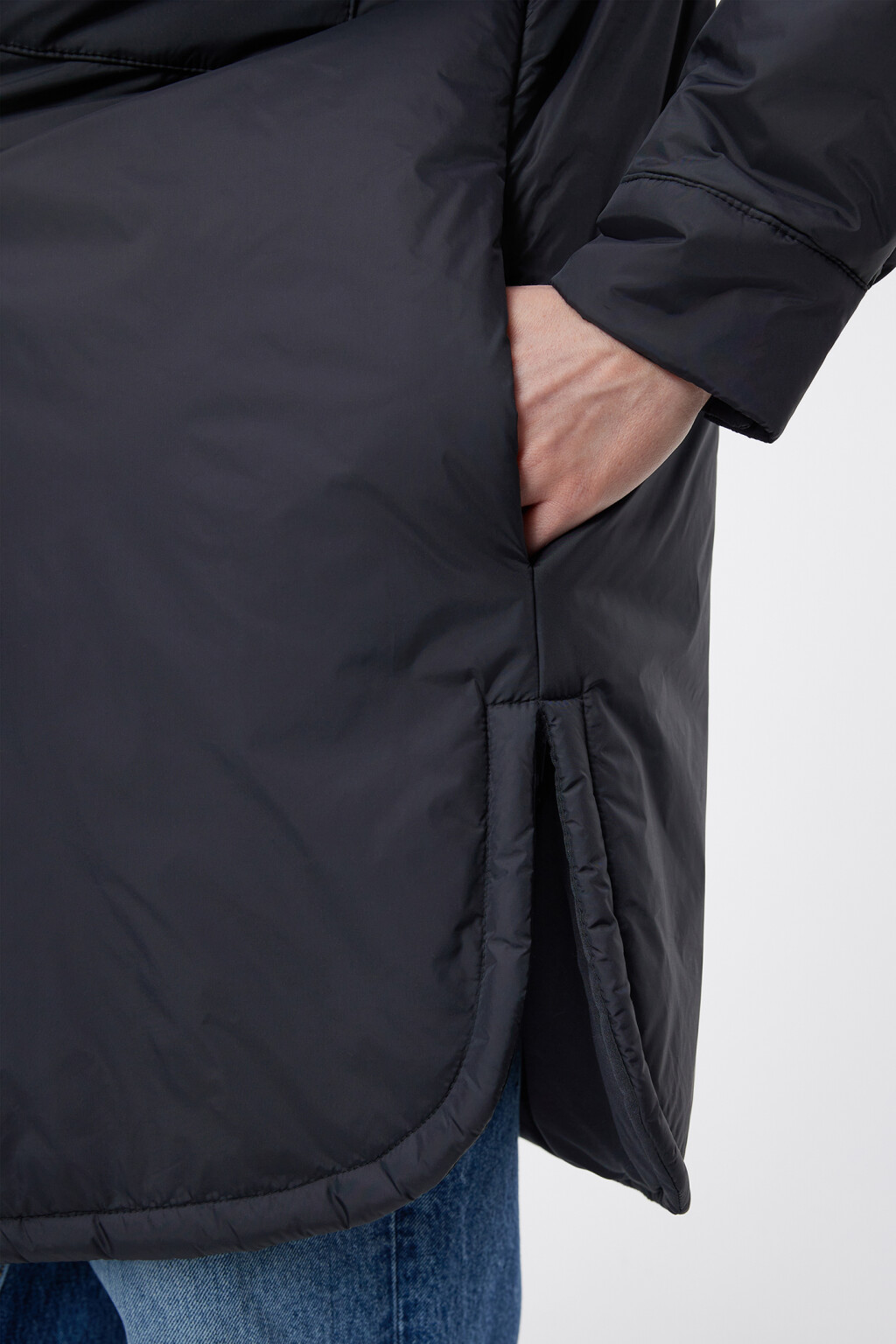 Куртка-рубашка oversize утепленная с нагрудным карманом - цвет черный - 6