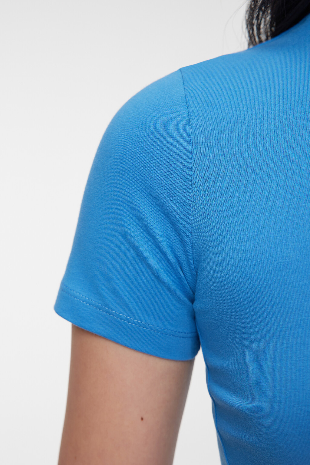 Топ-футболка хлопковый укороченный с завязками на талии - цвет голубой - 5
