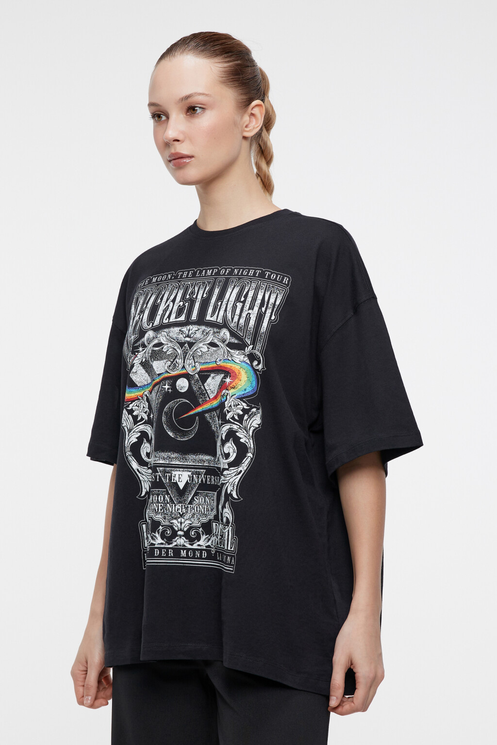 Футболка oversize хлопковая с принтом-абстракцией - цвет черный - 2
