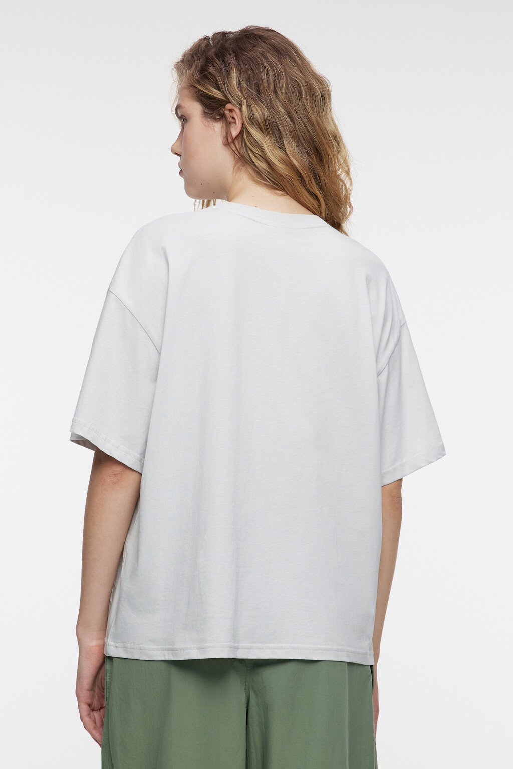Футболка oversize хлопковая с принтом-надписью - цвет серый - 3