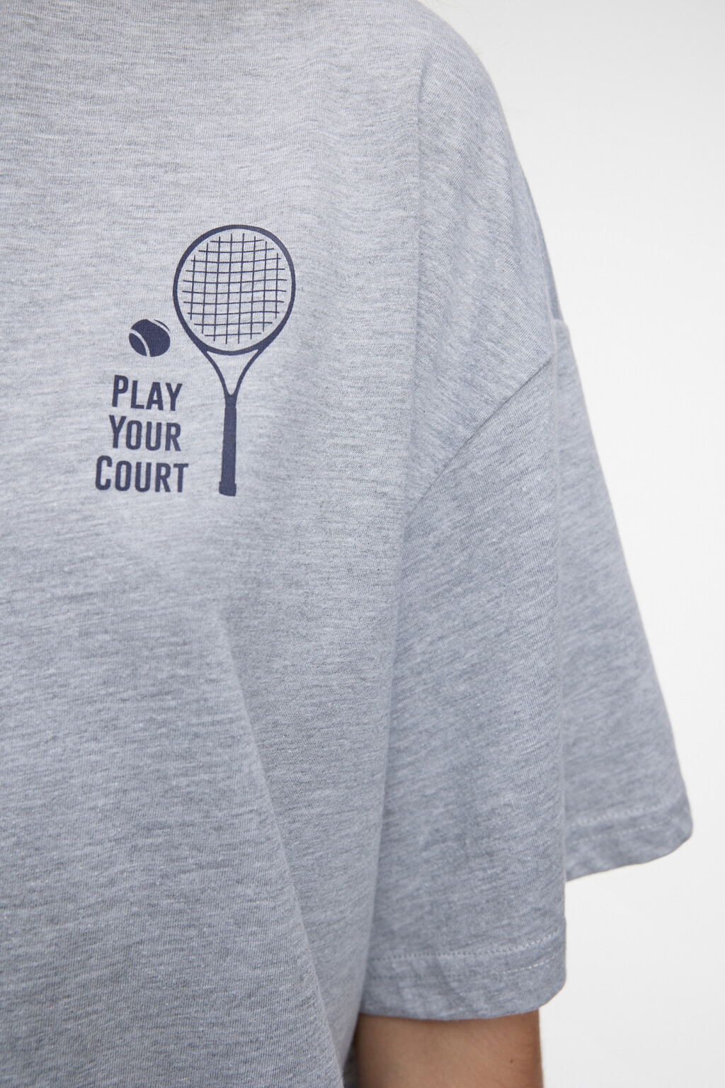 Футболка oversize хлопковая с принтом-надписью - цвет серый - 6