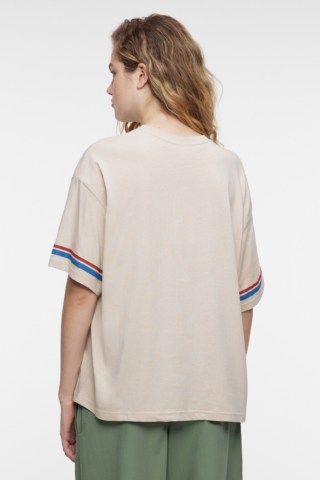 Футболка oversize хлопковая с принтом-надписью - цвет бежевый - 3