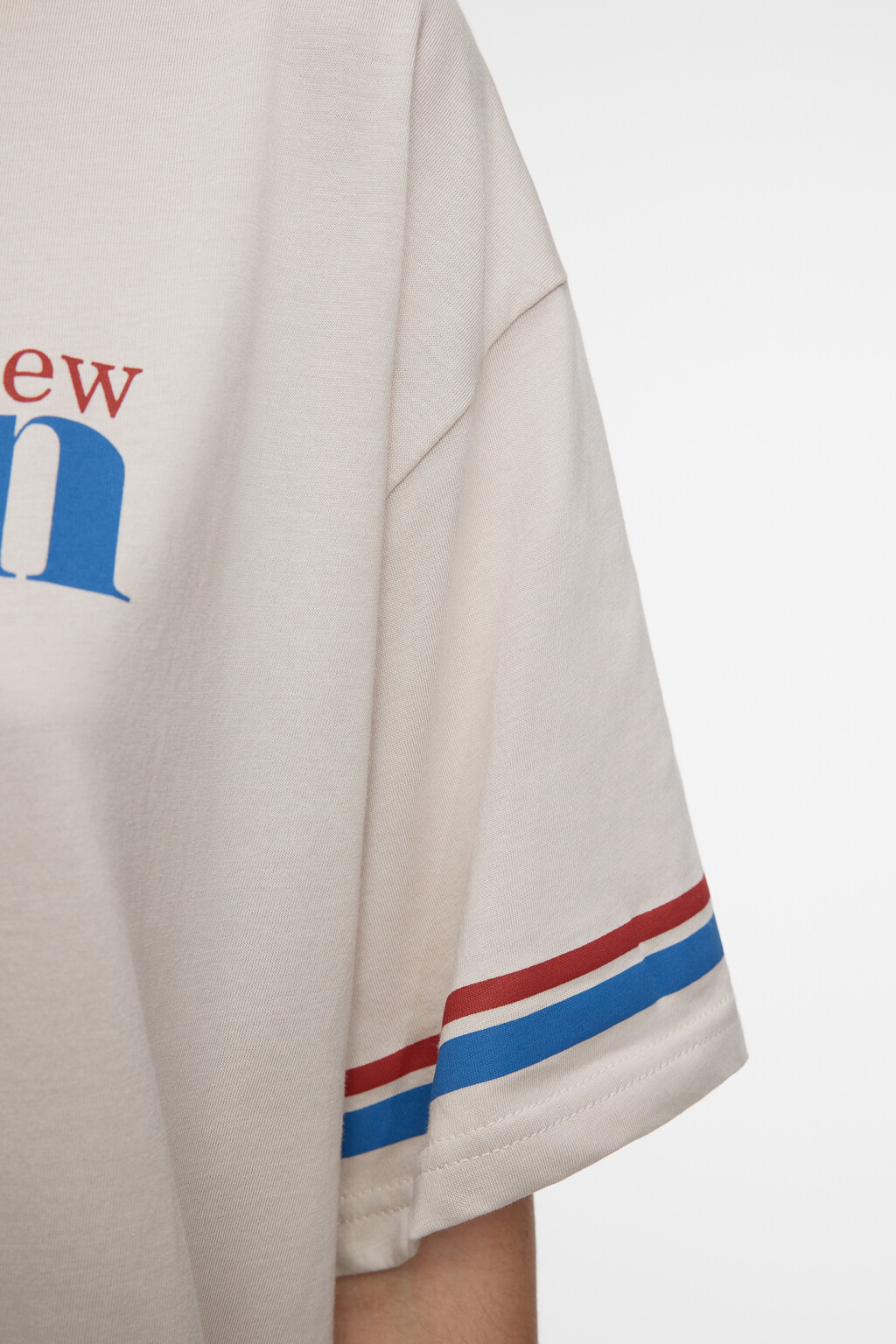 Футболка oversize хлопковая с принтом-надписью - цвет бежевый - 6