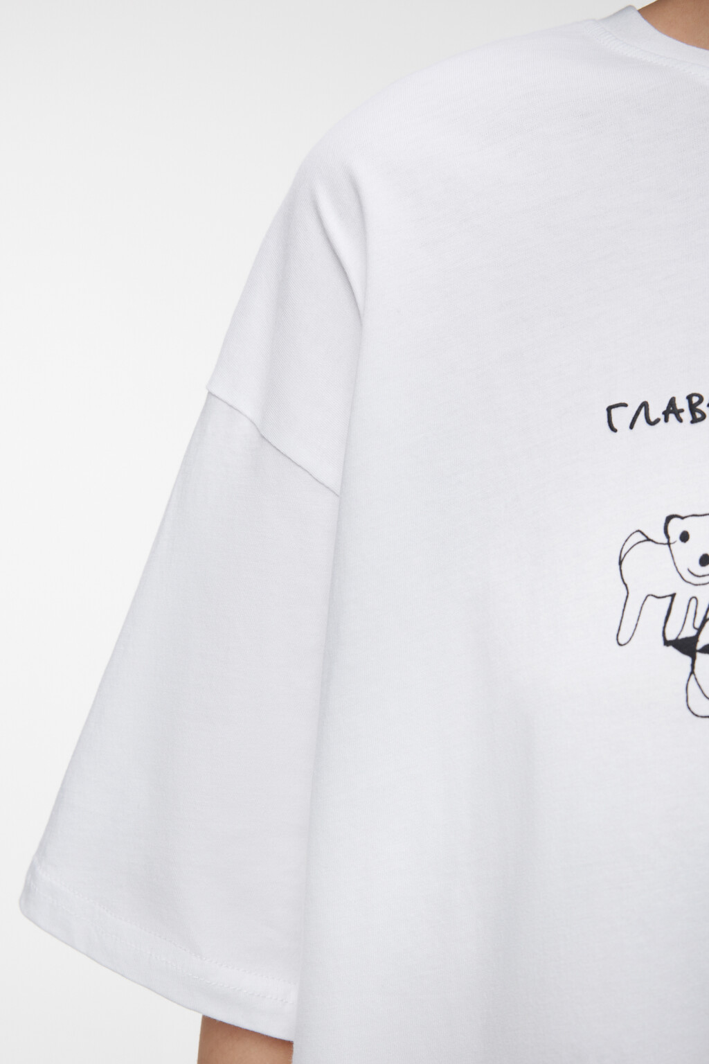 Футболка oversize хлопковая с принтом - цвет белый - 7