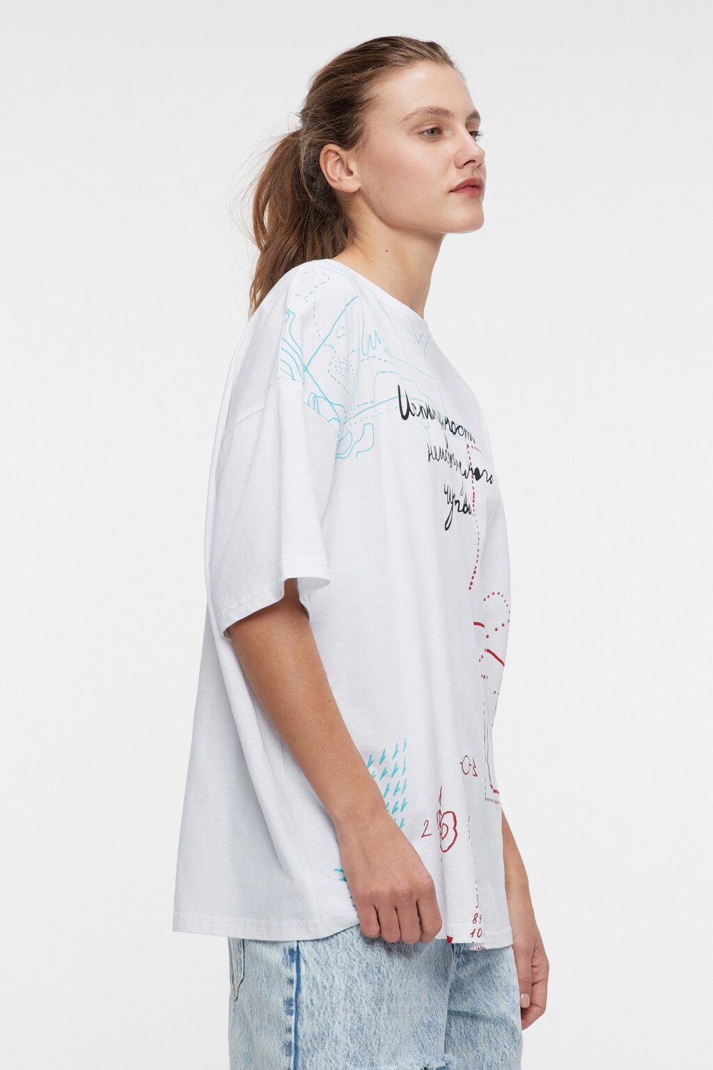 Футболка oversize хлопковая с принтом - цвет мультиколор - 2
