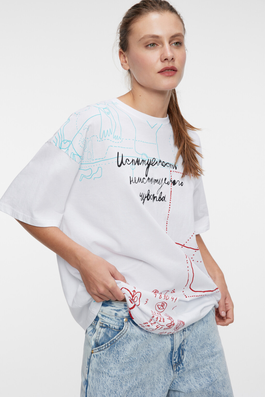 Футболка oversize хлопковая с принтом - цвет мультиколор - 7