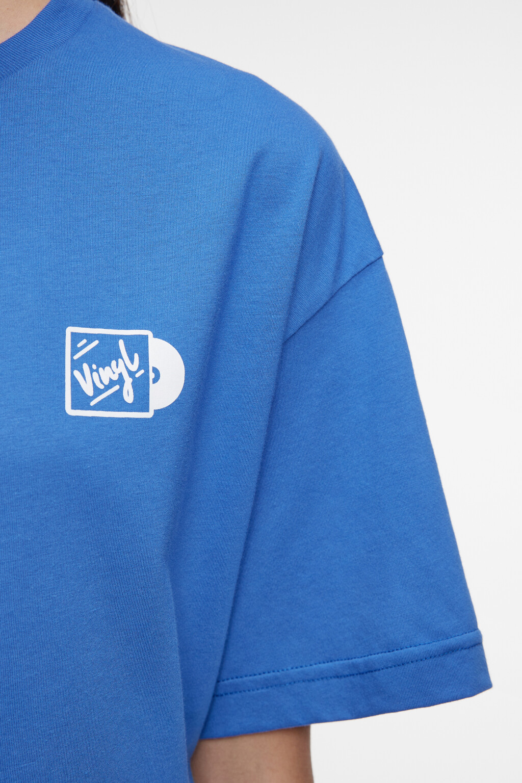 Футболка oversize хлопковая с принтом и надписями - цвет синий - 6