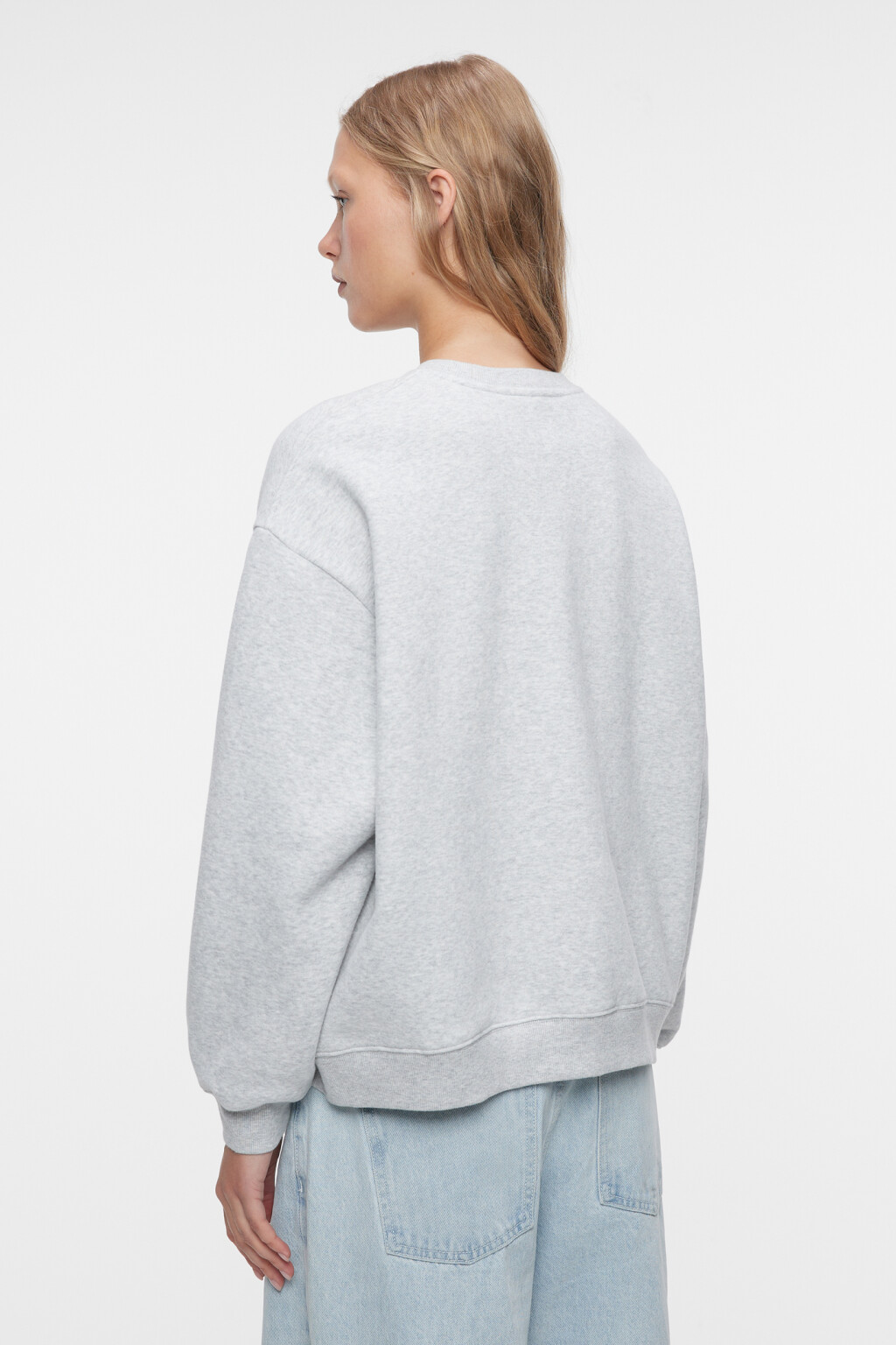 Свитшот oversize хлопковый с принтом-надписью - цвет серый - 3