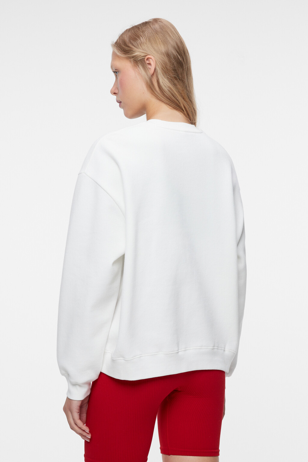 Свитшот oversize хлопковый с принтом-надписью - цвет белый - 3