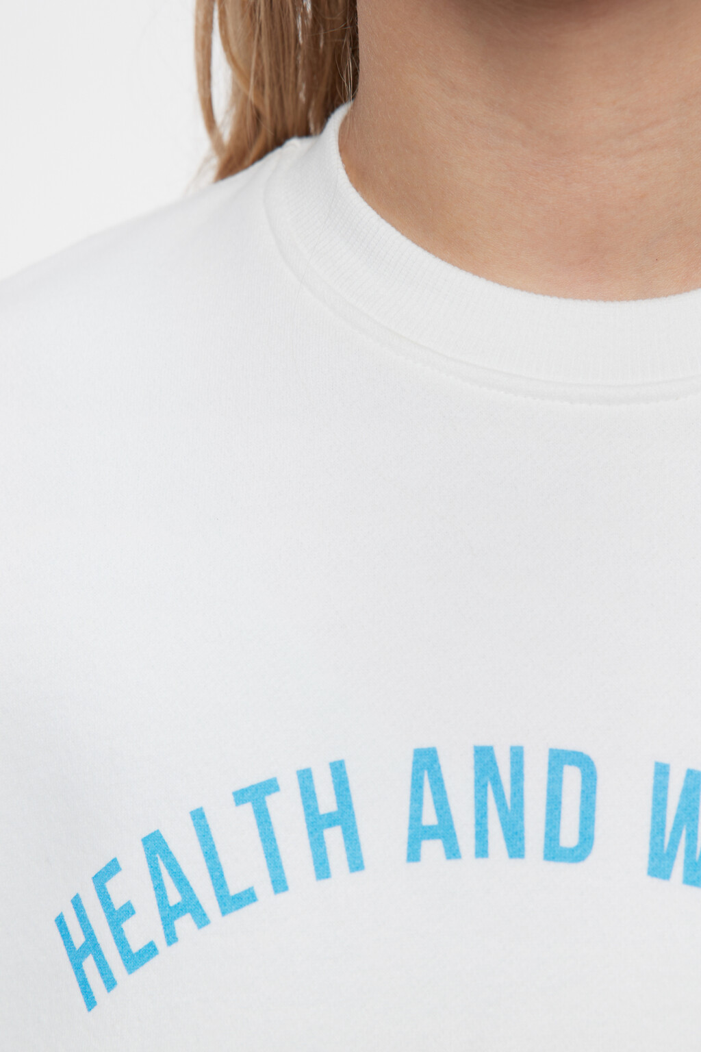 Свитшот oversize хлопковый с принтом-надписью - цвет белый - 5