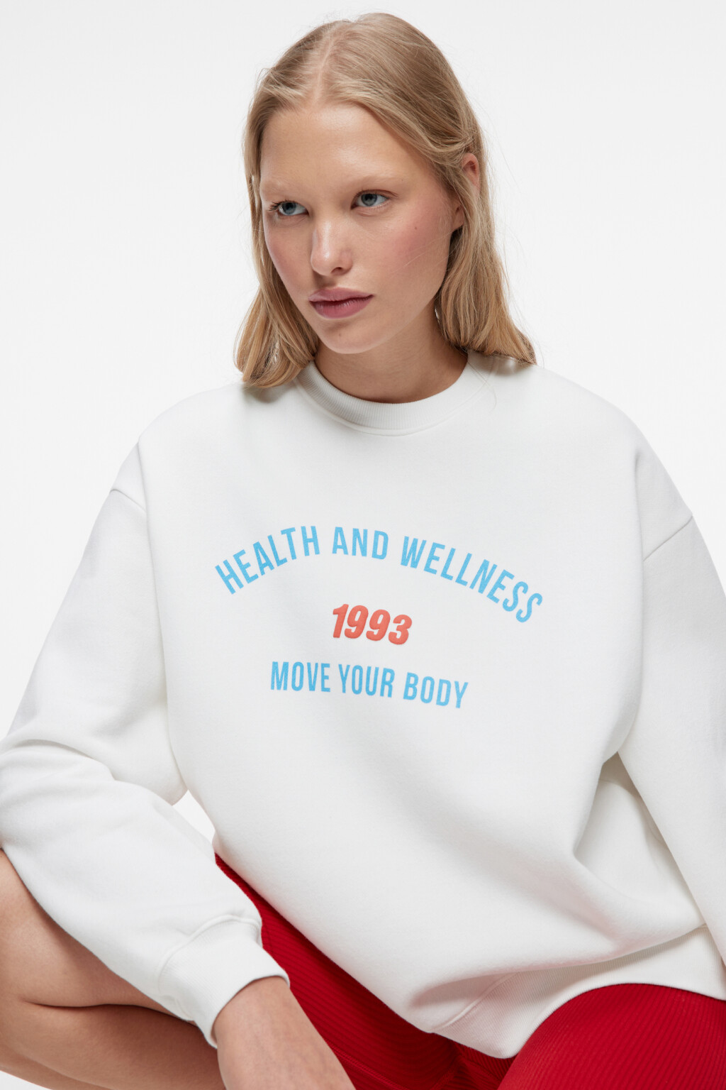 Свитшот oversize хлопковый с принтом-надписью - цвет белый - 8