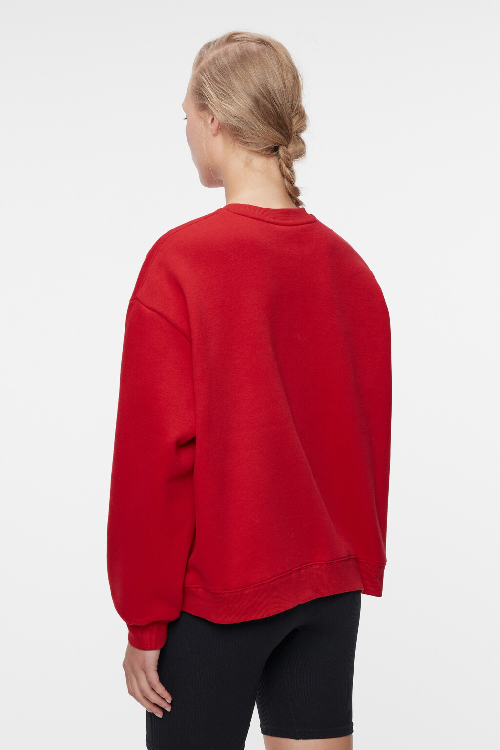 Свитшот oversize хлопковый с принтом-надписью - цвет красный - 3