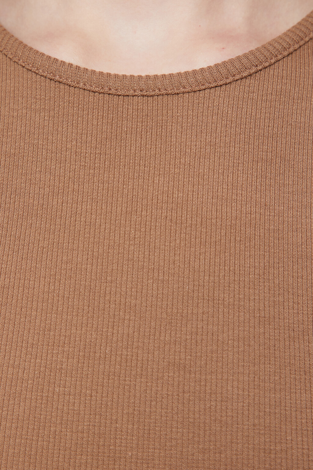 Майка облегающая хлопковая в рубчик - цвет бежевый - 5