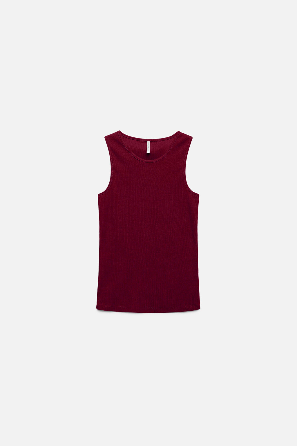 Майка облегающая хлопковая в рубчик - цвет бордовый - 1