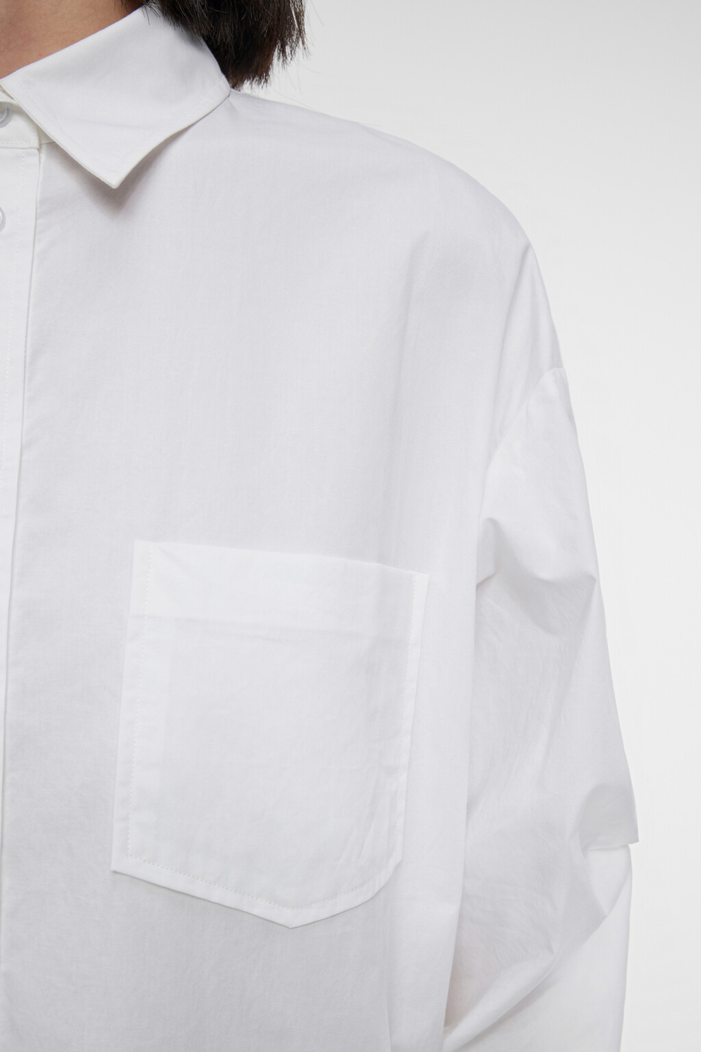 Рубашка oversize хлопковая с нагрудным карманом - цвет белый - 6